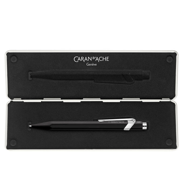 Caran d'Ache, Rollerball 849, mattschwarz,  mit slim case offen